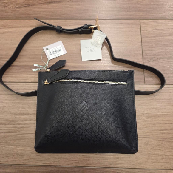 Croft Avenue Handbags - Croft Avenue black Textured Leather Belt Bag w/ Girl Scouts logo